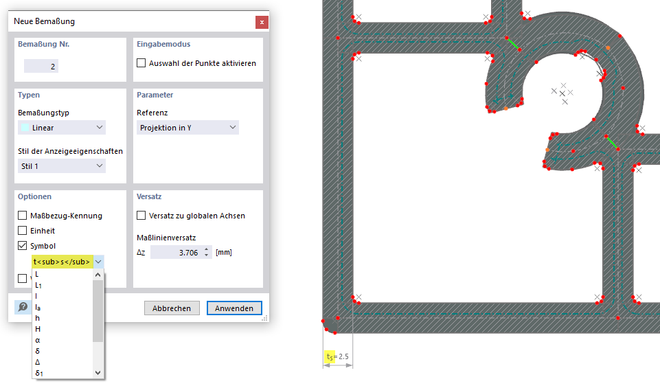 Using Dimension with Symbol