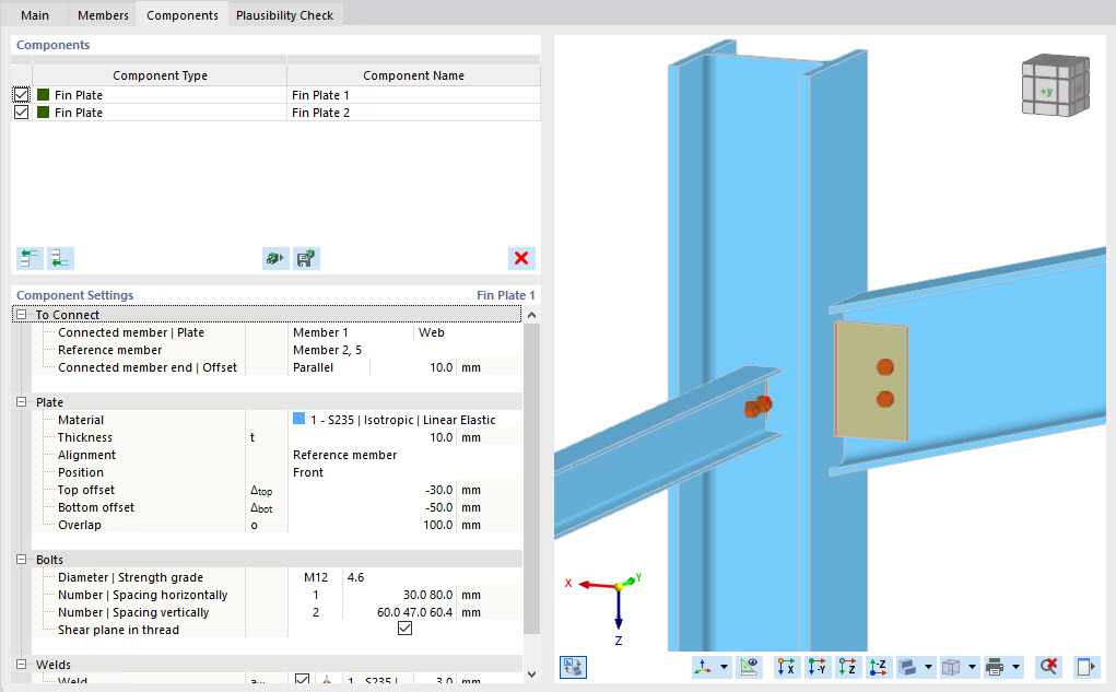 Dialog Box for Component Setting