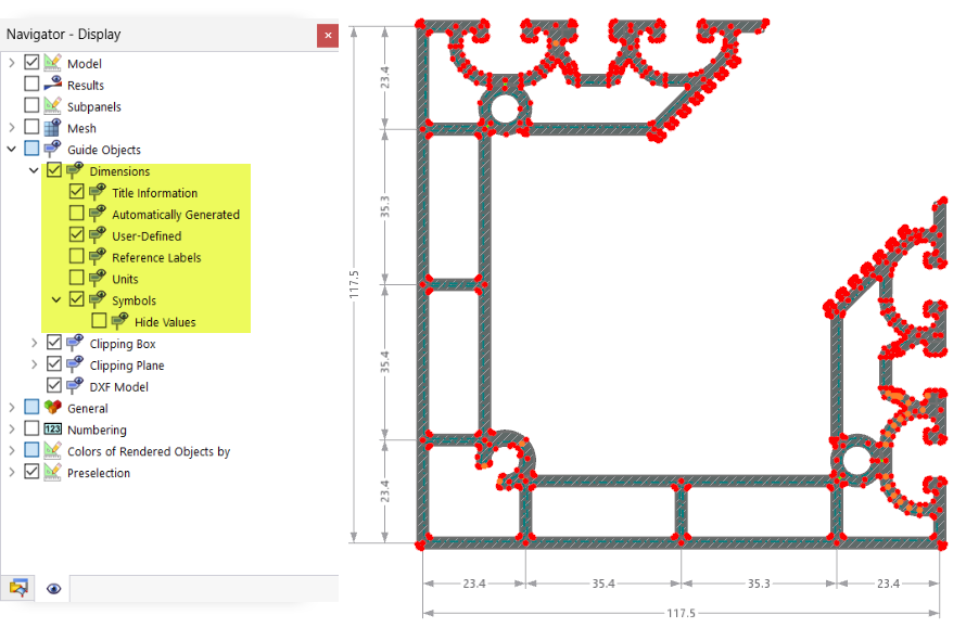 Show and Hide Dimensions