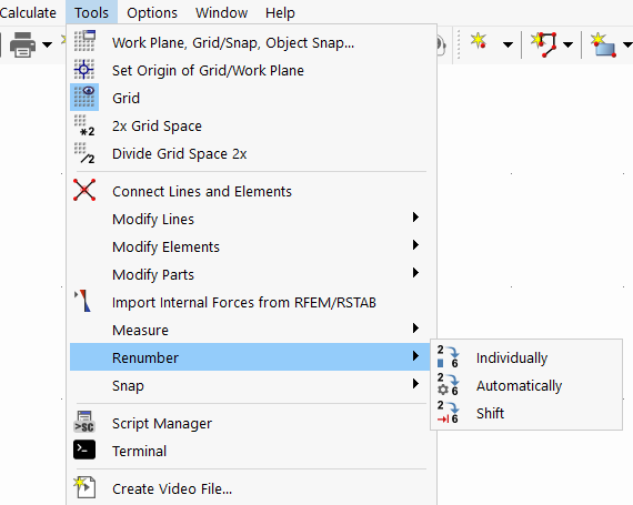 Menu Function "Renumber"