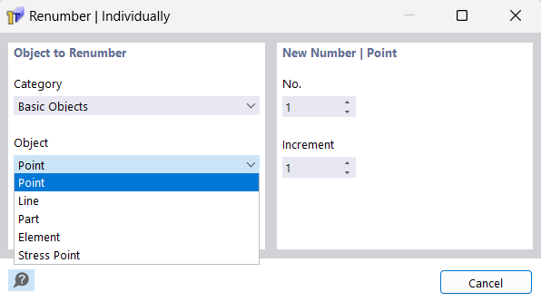 Individual Renumbering of Objects