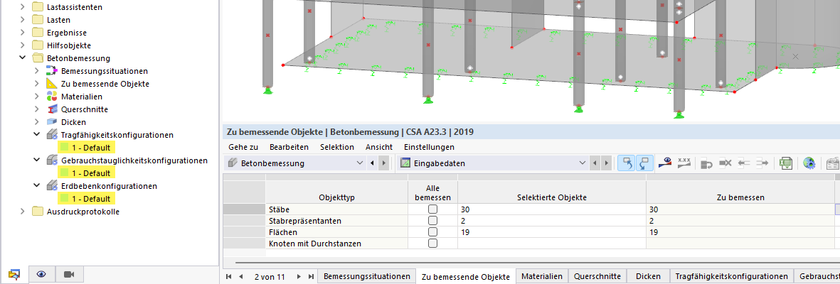 Configurations for Concrete Design According to CSA A23.3