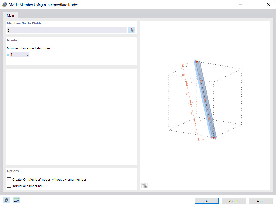 Divide Member Using n Intermediate Nodes