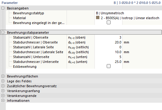 Longitudinal Reinforcement | Parameters