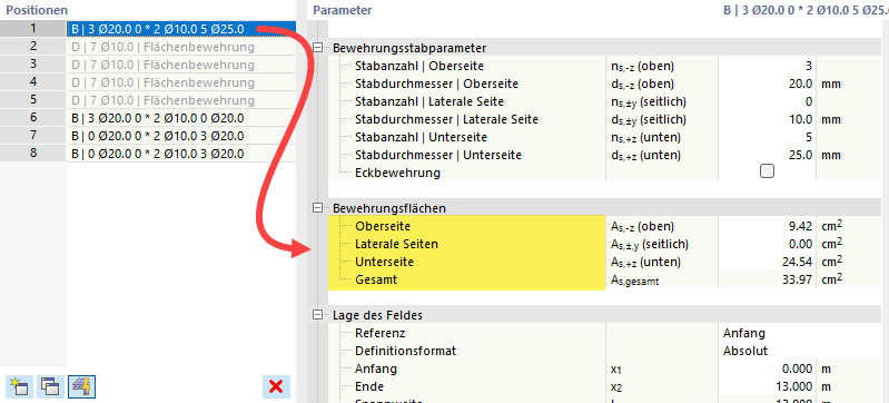 Longitudinal Reinforcement | Reinforcement Areas