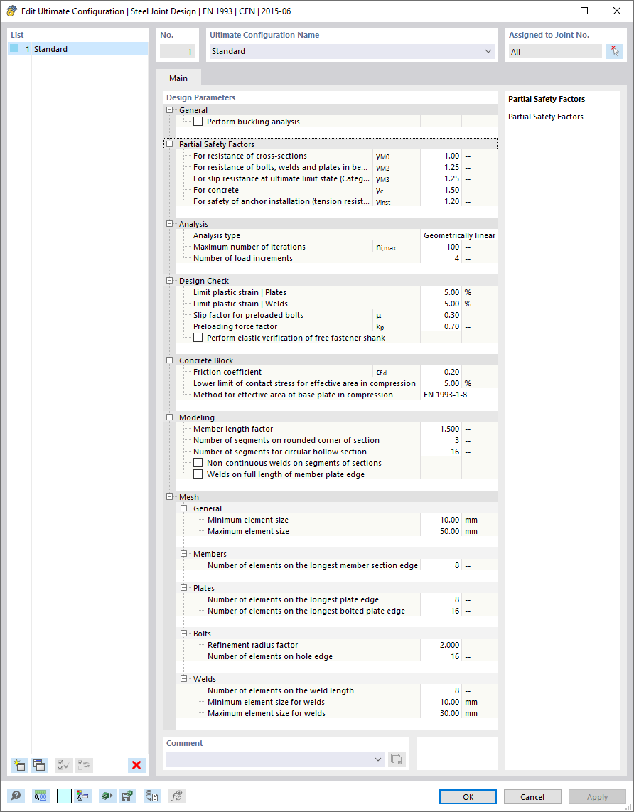 Design Parameters for Ultimate Configuration