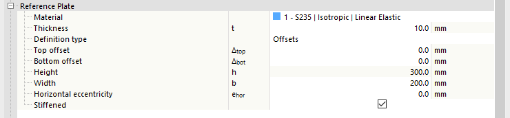 Reference Plate Setting – Offsets Definition Type