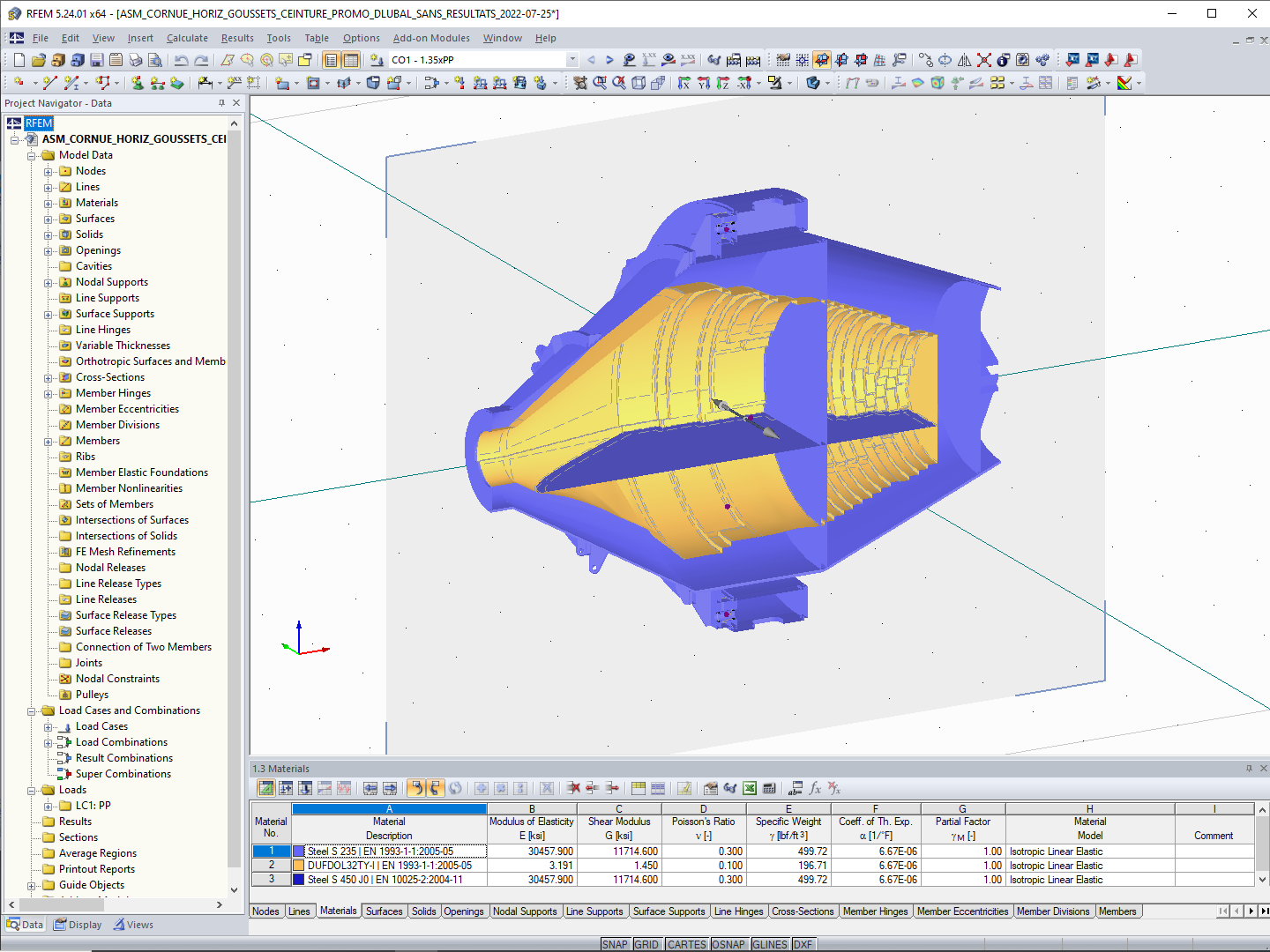 Cross-Section of 3D Model of Retort in RFEM (© ATI COM)