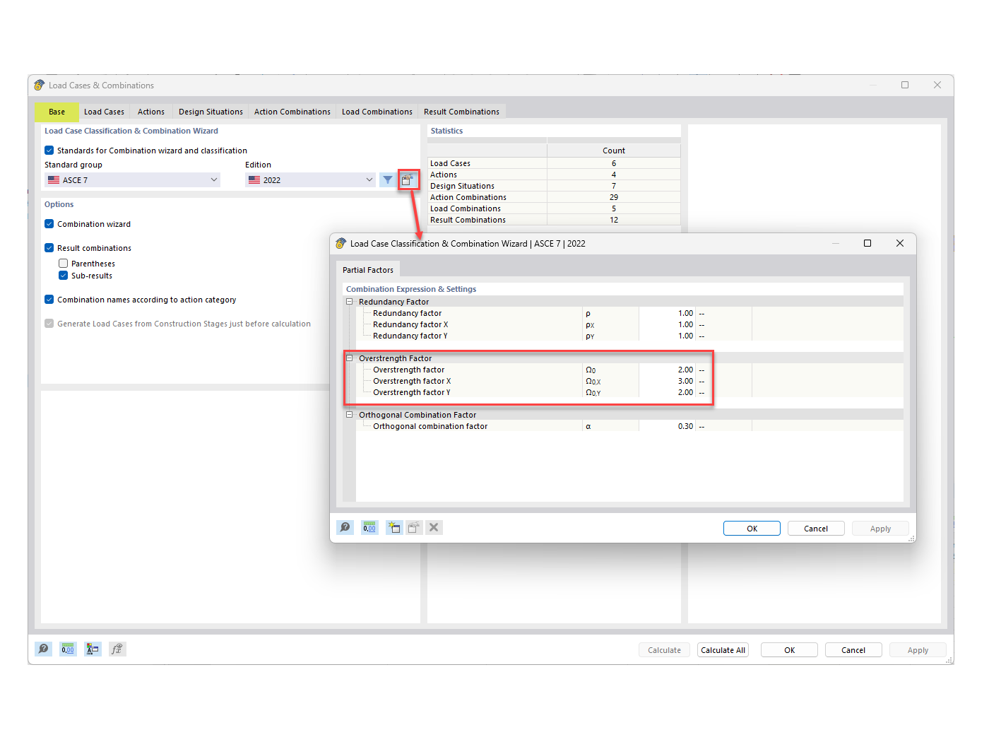 FAQ 005320 | How do I include the overstrength factor(s), Ωo in the ASCE 7 load combinations?