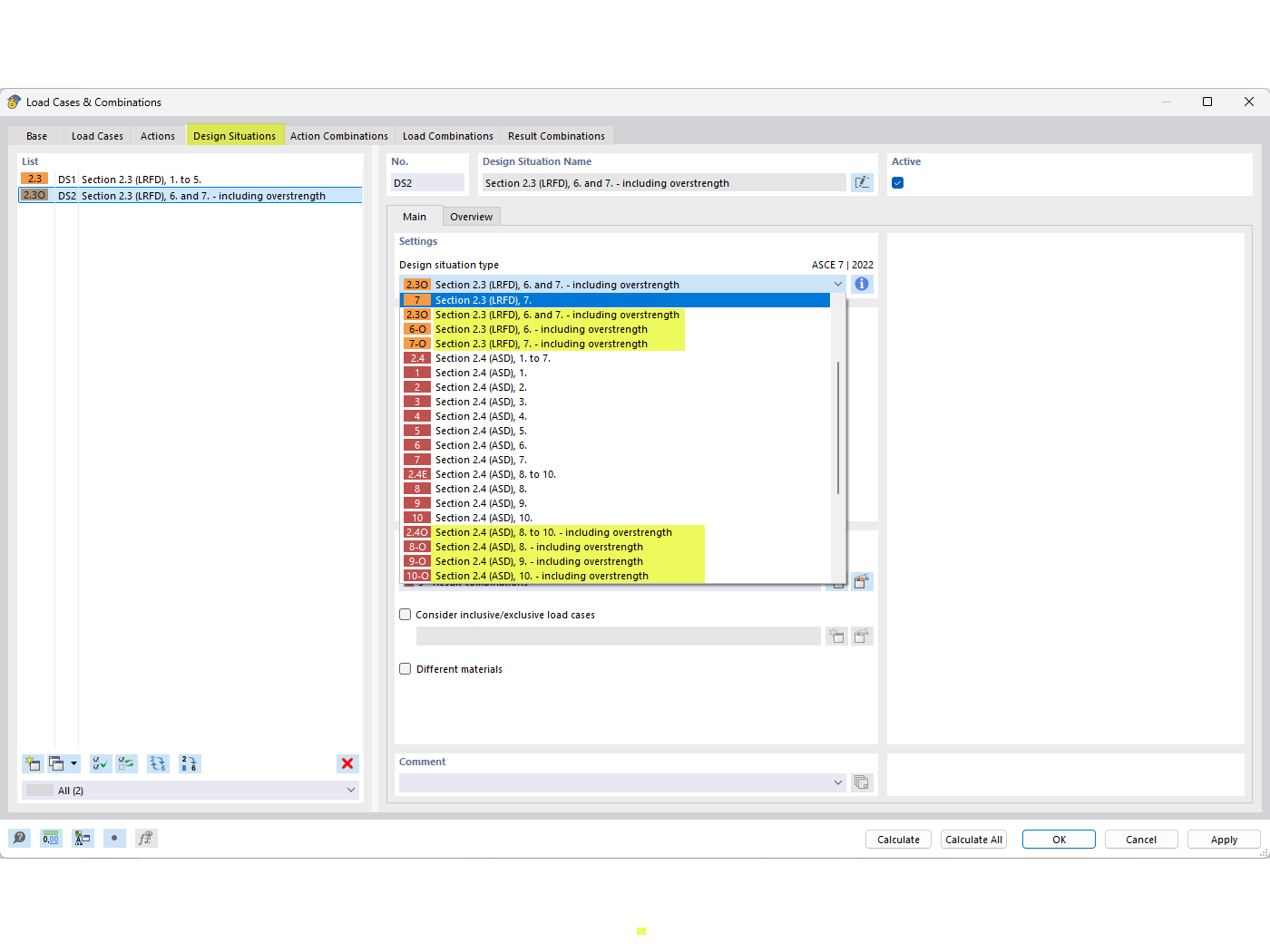 FAQ 005294 | How do I include the overstrength factor(s), Ωo in the ASCE 7 load combinations?