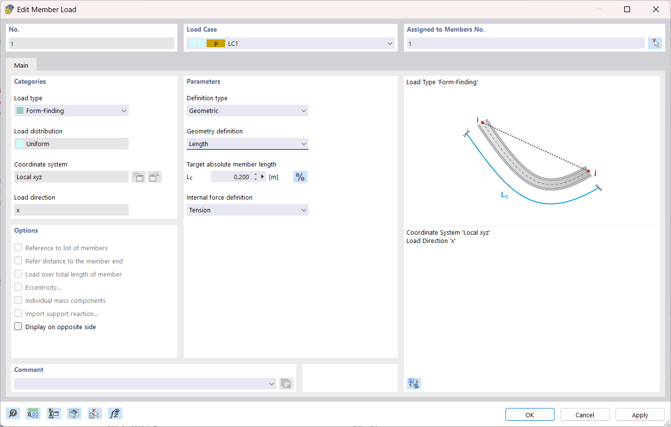 Member Load Form-Finding, Geometric