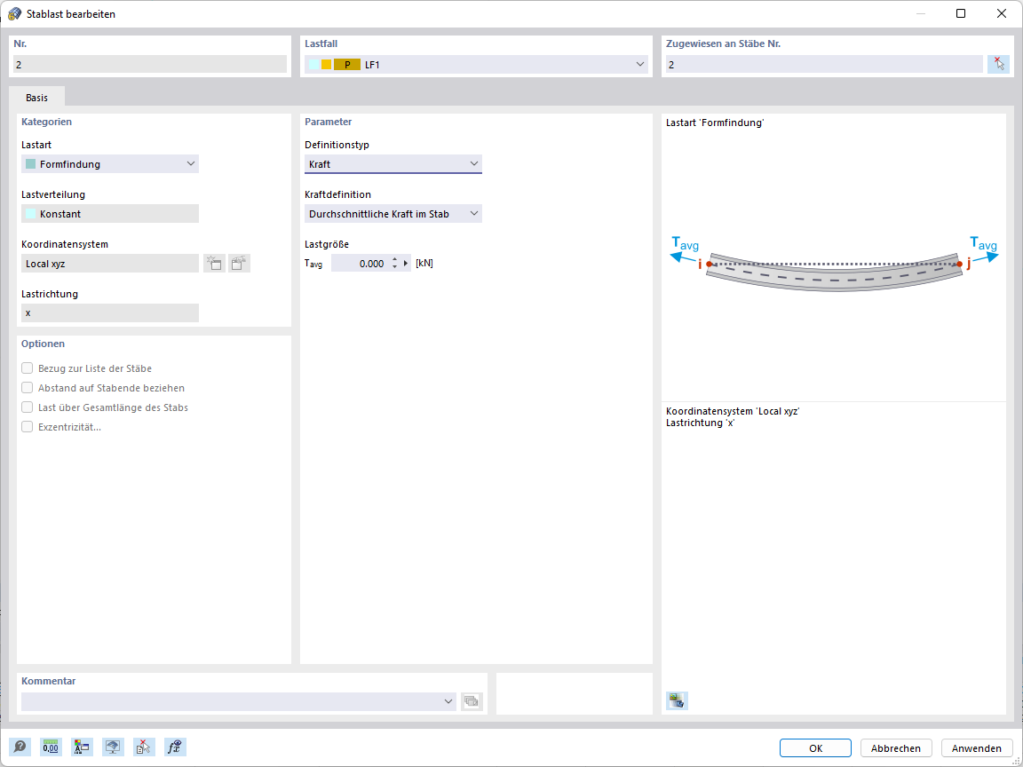 Form-Finding Member Load, Force