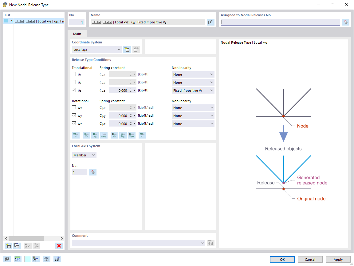 Dialog Box "New Nodal Release Type"