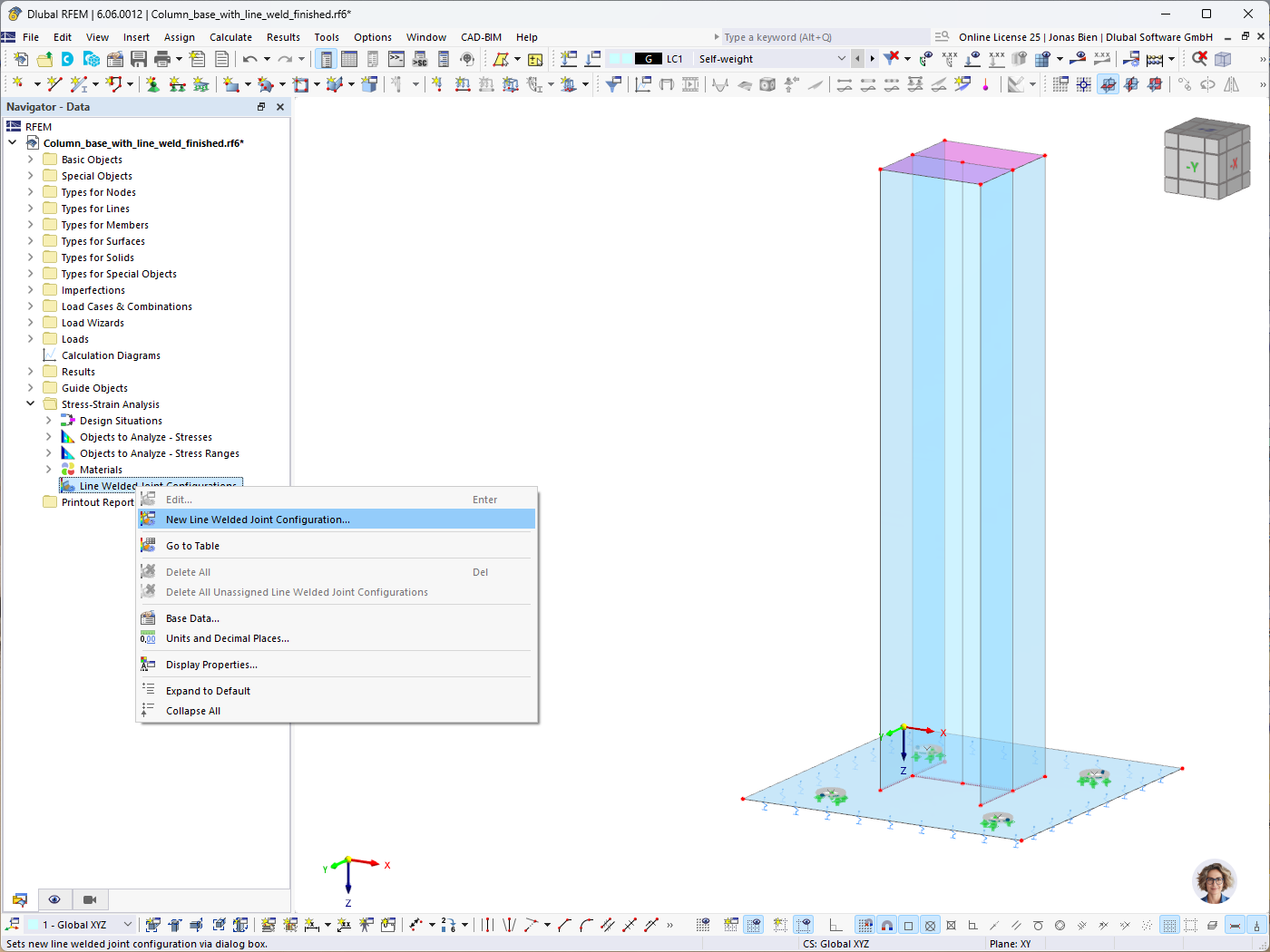 Line Welded Joint Configurations in Navigator