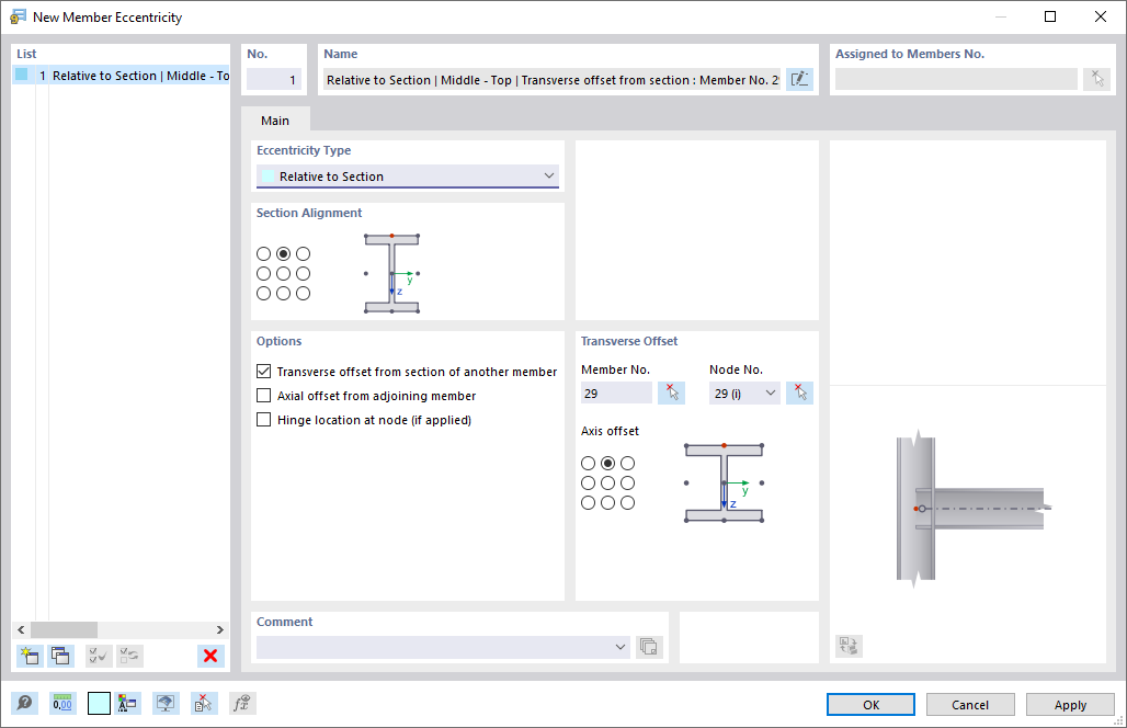 Dialog Box "New Member Eccentricity"