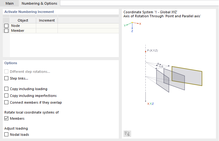 Defining Rotation for Coordinate Systems and Loading