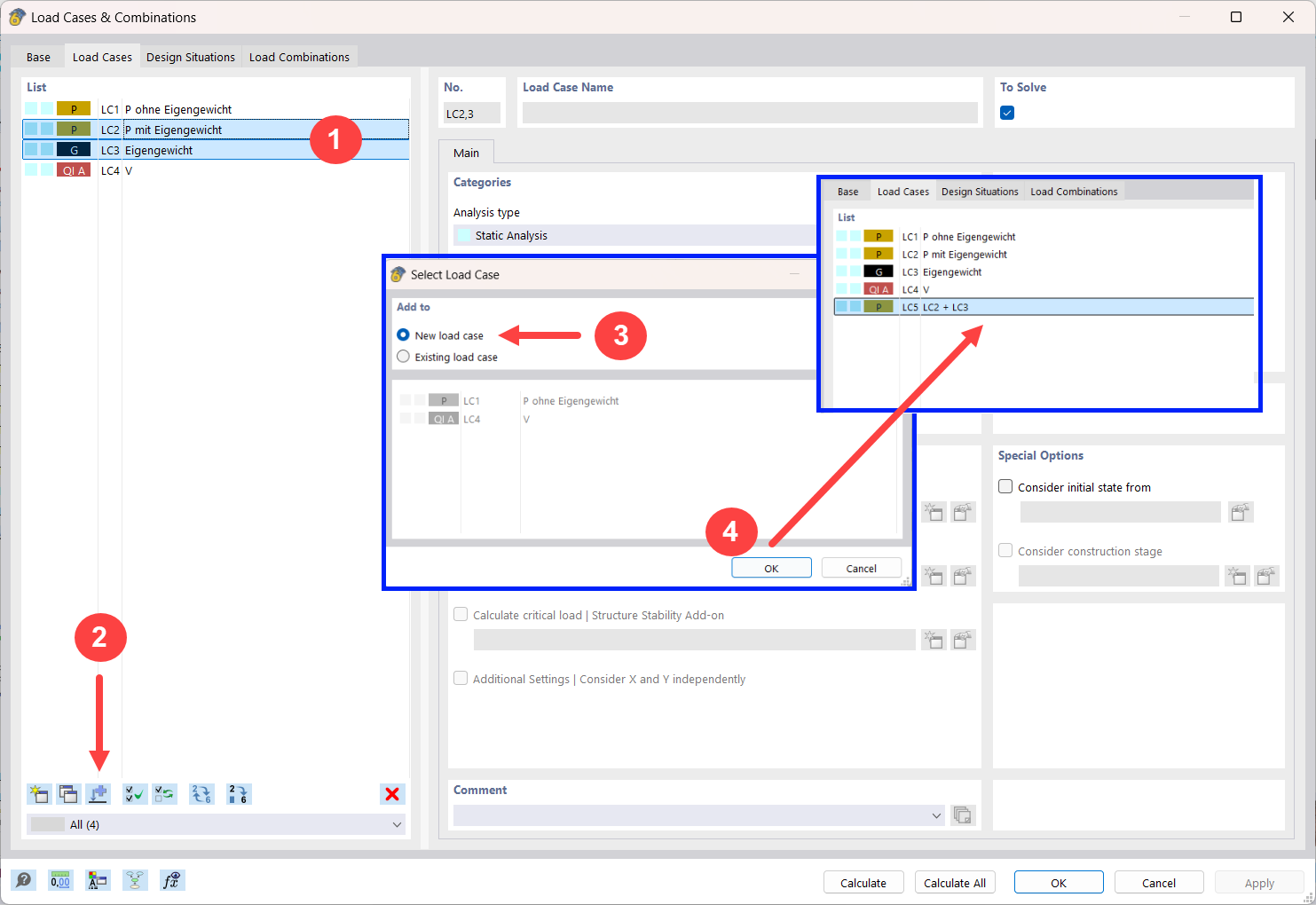 Adding Load Cases