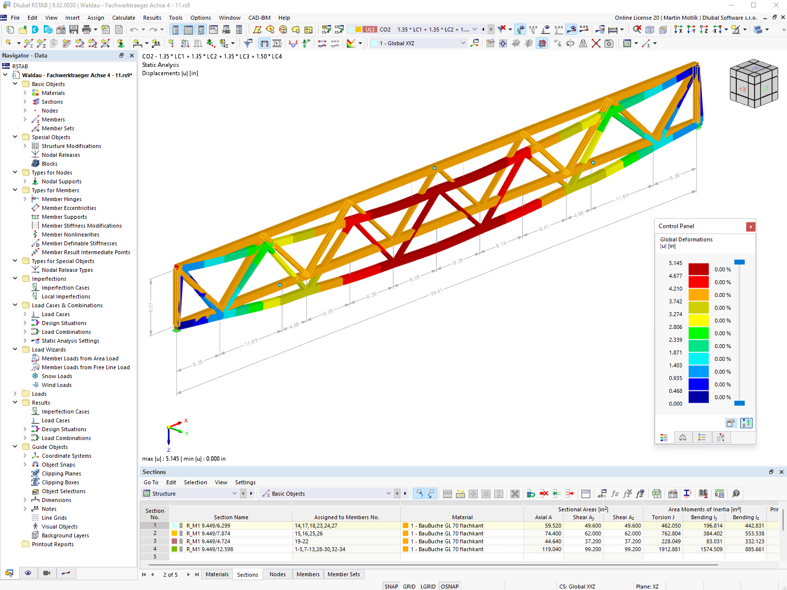 Model of Timber Truss with Deformations in RSTAB (© merz kley partner GmbH)