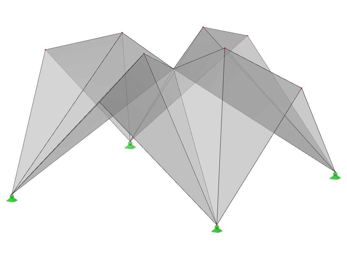 Model ID 532 | 034-FPC013 | Prismatic Folded Structure Systems | Cross-Folded Surfaces over Rectangular Floor Plan, Ridges Folded Upwardly