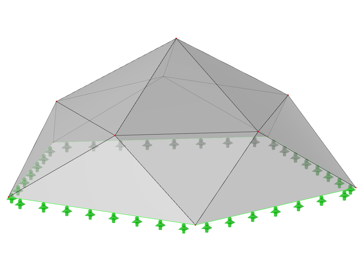 Model ID 1326 | 034-FPC022-b (More General Variant to 034-FPC022-a) | Pyramidal Folded Structure Systems. Folded Triangular Surfaces. Pentagonal Floor Plan