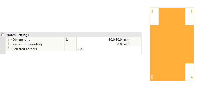 Detailed settings for notch and notched plate