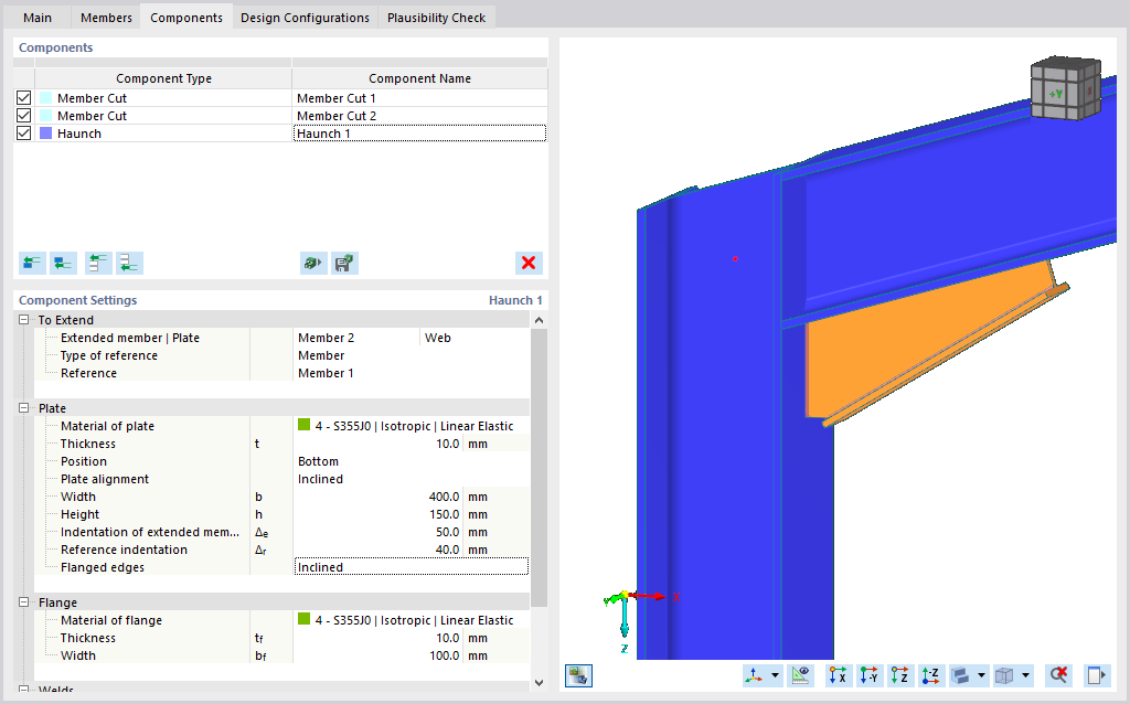 Component Settings Dialog