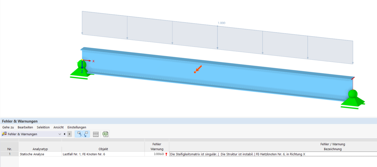 FAQ 005345 | My model in RFEM 6 / RSTAB 9 is unstable. What could be the reason?