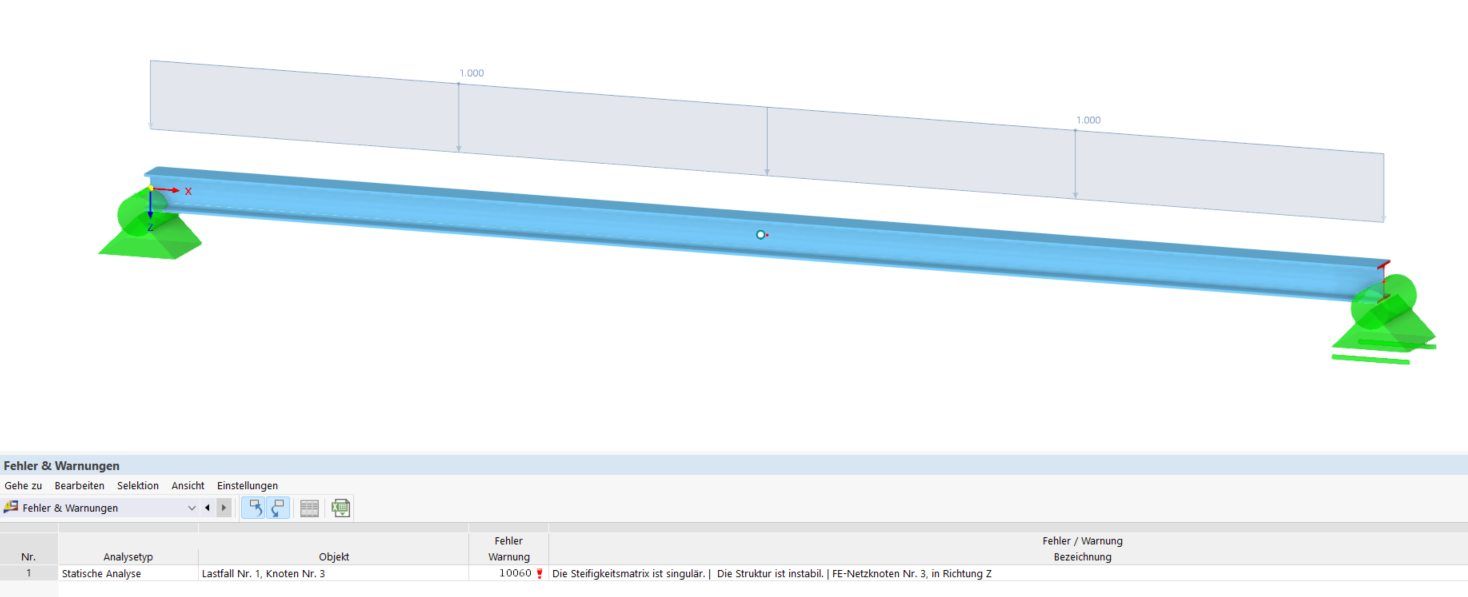 FAQ 005345 | My model in RFEM 6 / RSTAB 9 is unstable. What could be the reason?