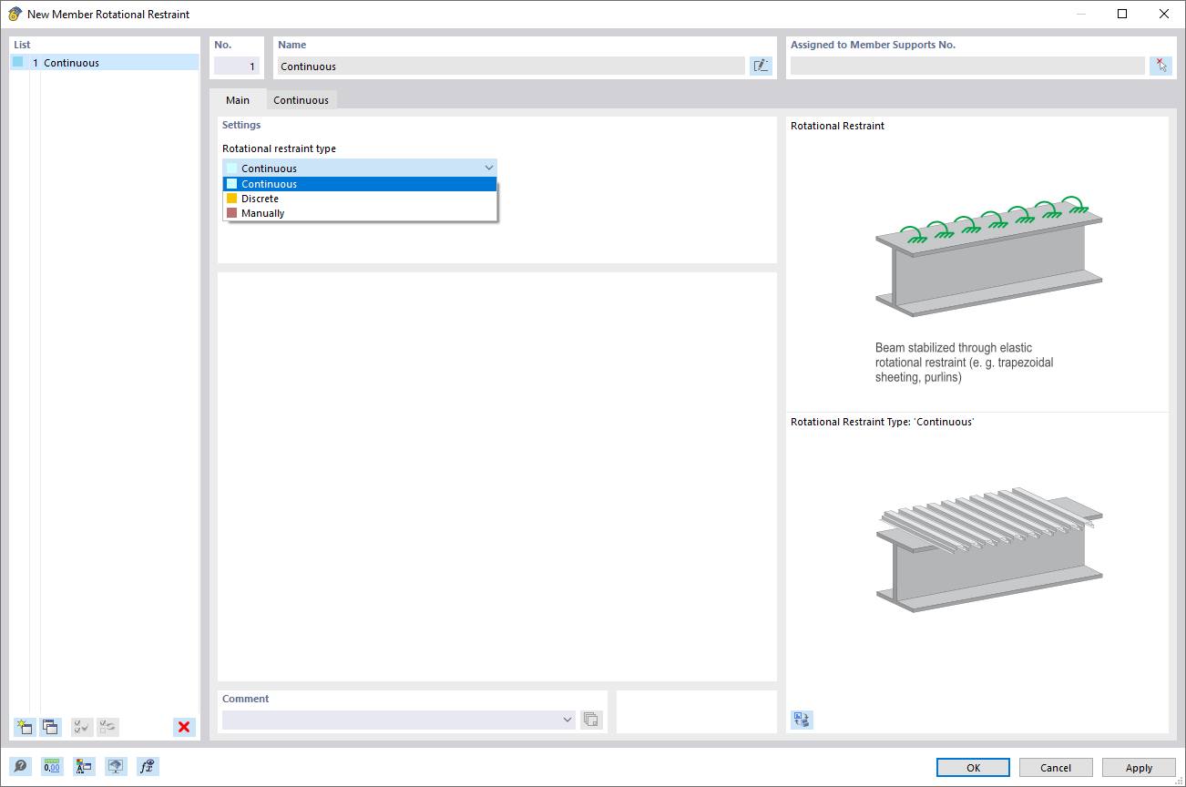 Dialog Box "Member Rotational Restraint", Tab "General"