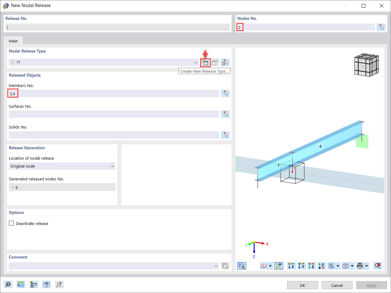 Dialog Box “New Nodal Release”