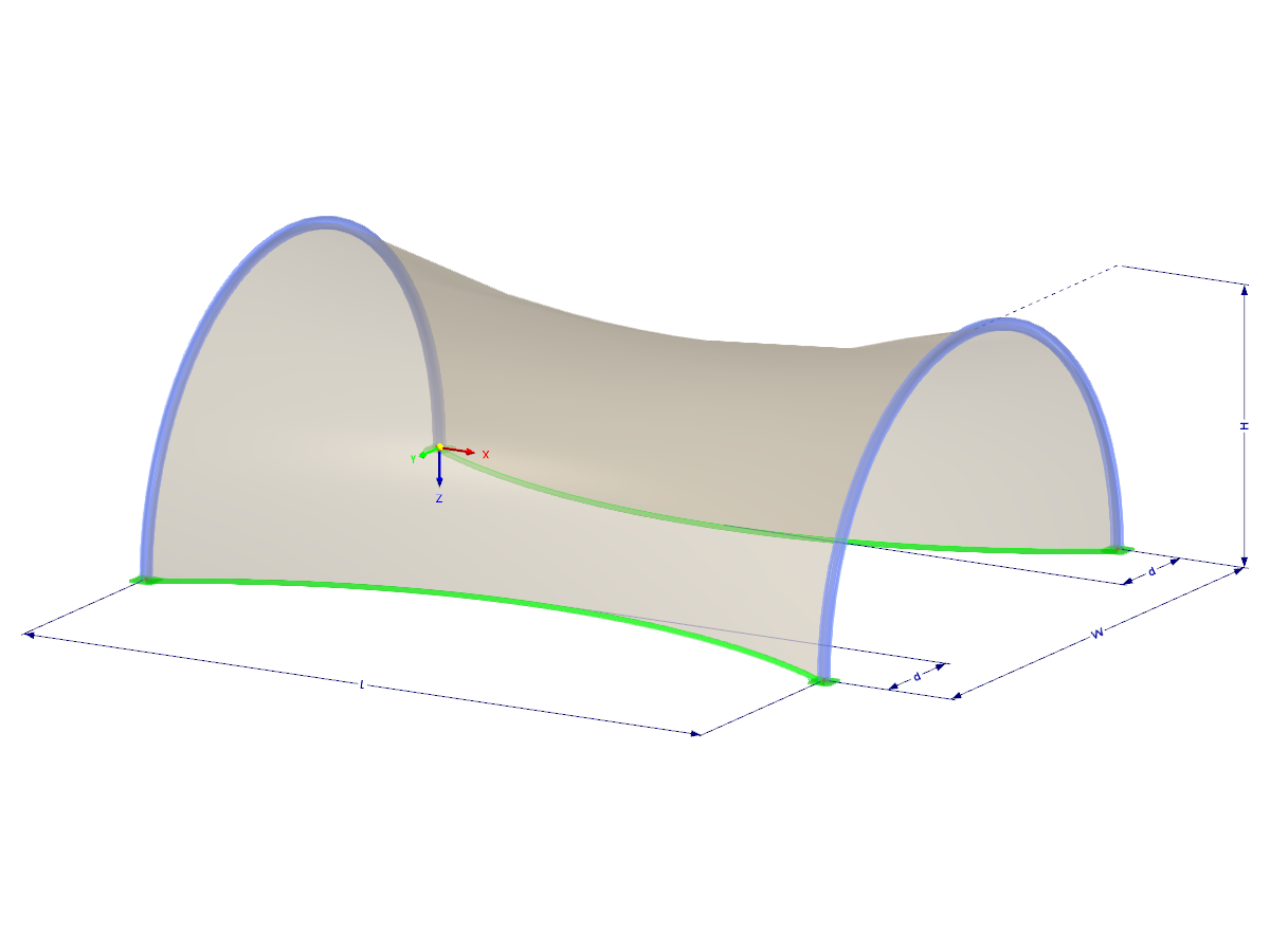 Model 002396 | TMS002-b | Tensile Membrane Structure With Parameters