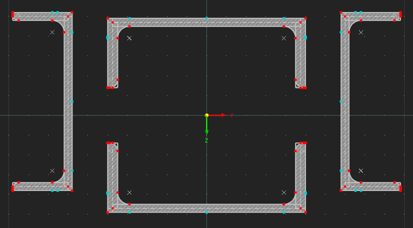 Model 003375 | BCS050 | Built-up Cross-Section | Channels | 2 Pairs of Channels Arranged Crosswise, with Flanges Outward and Inward with Parameters