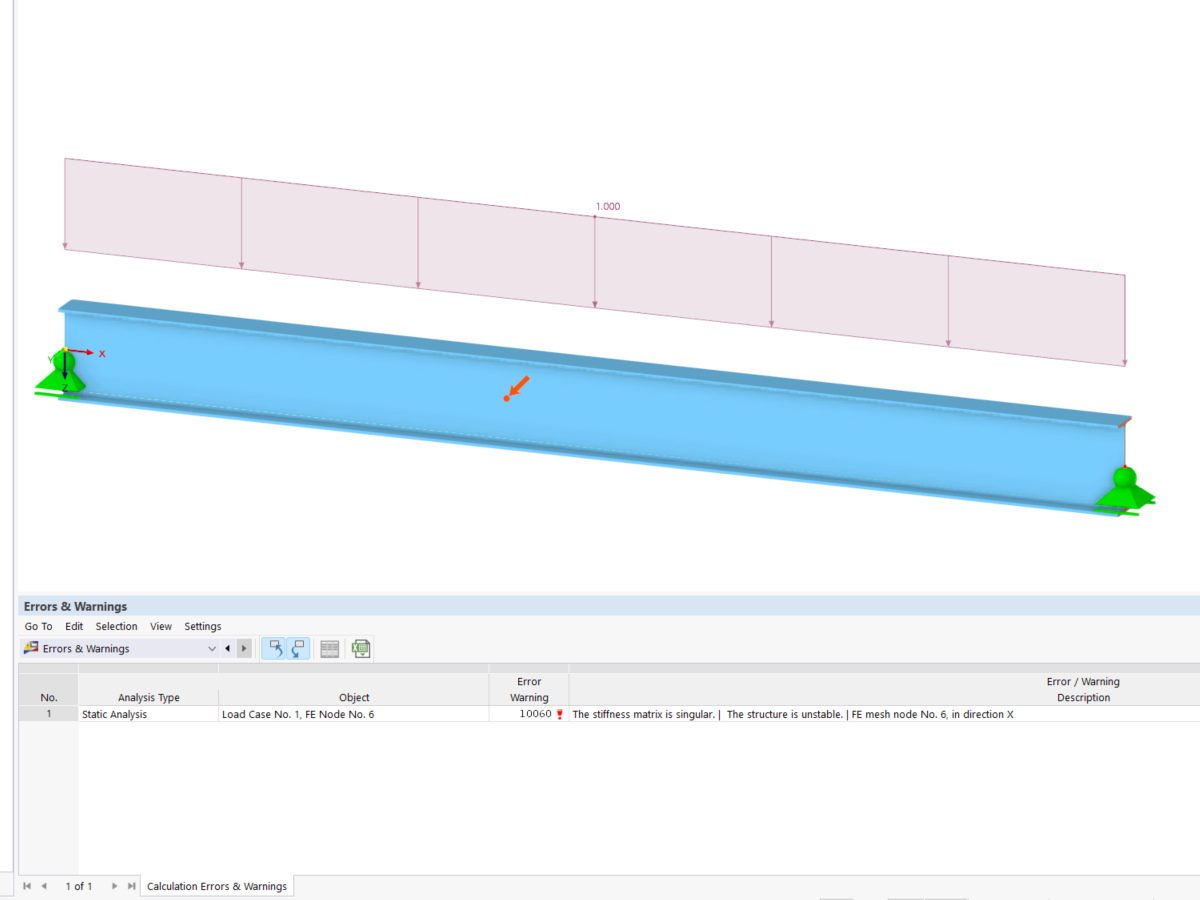 FAQ 005345 | My model in RFEM 6 / RSTAB 9 is unstable. What could be the reason?