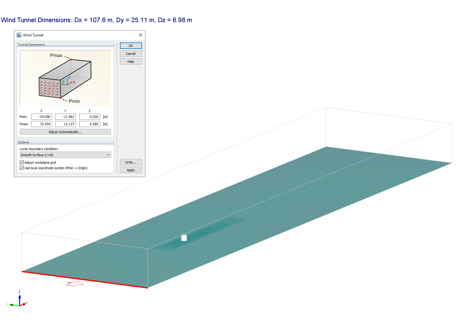 Figure 3: Recommended Wind Tunnel Dimensions