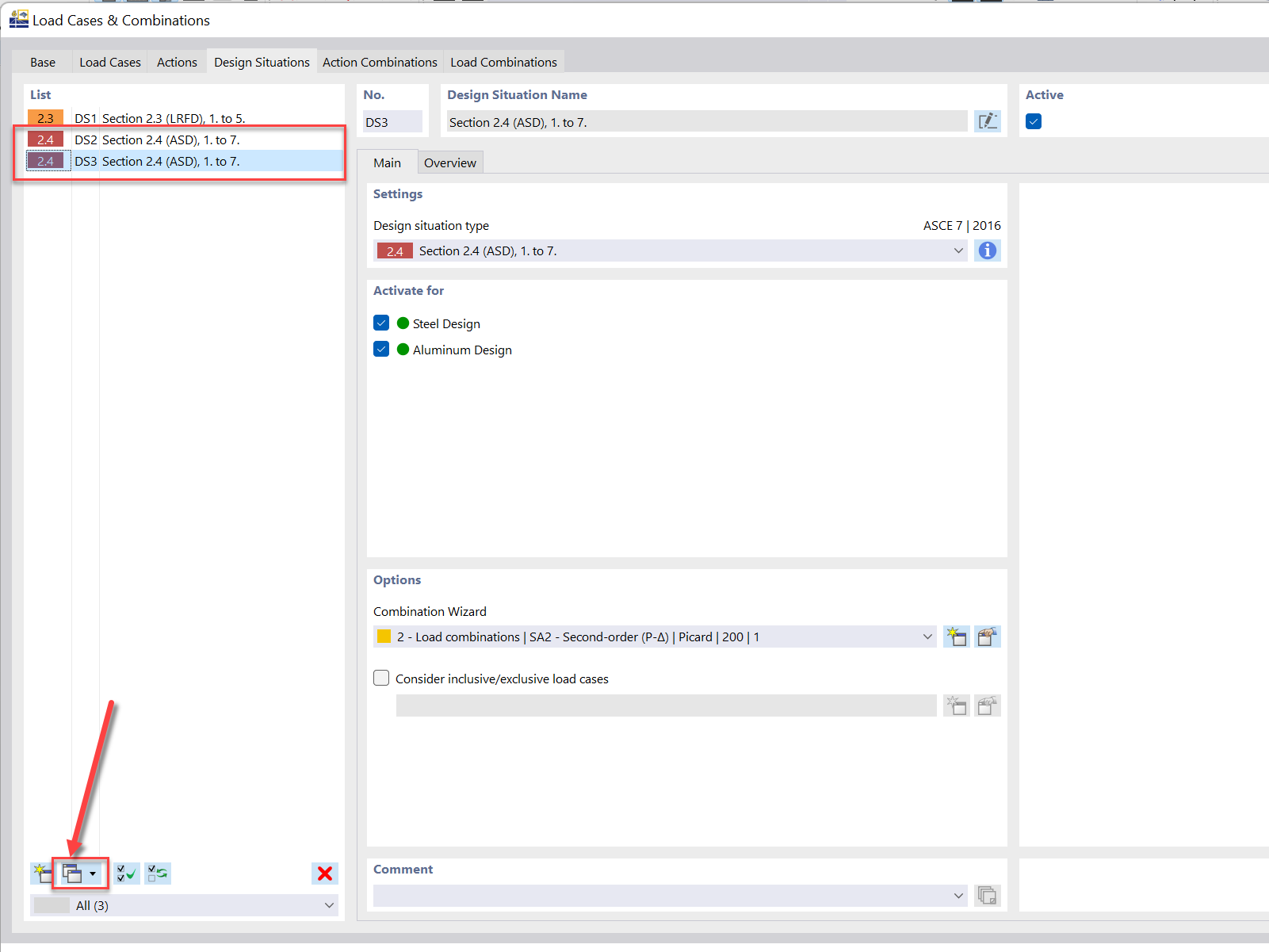 FAQ 005358 | When designing according to the ASCE 7, how can I perform the design according to ASD.