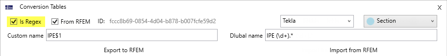 Conversion of IPE Section Series with Regular Expressions (Is Regex)