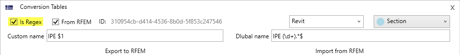 Conversion of IPE Section Series with Regular Expressions (Is Regex)