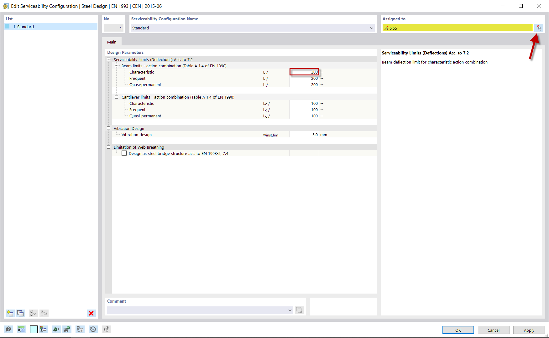 Dialog Box "Edit Serviceability Configuration"