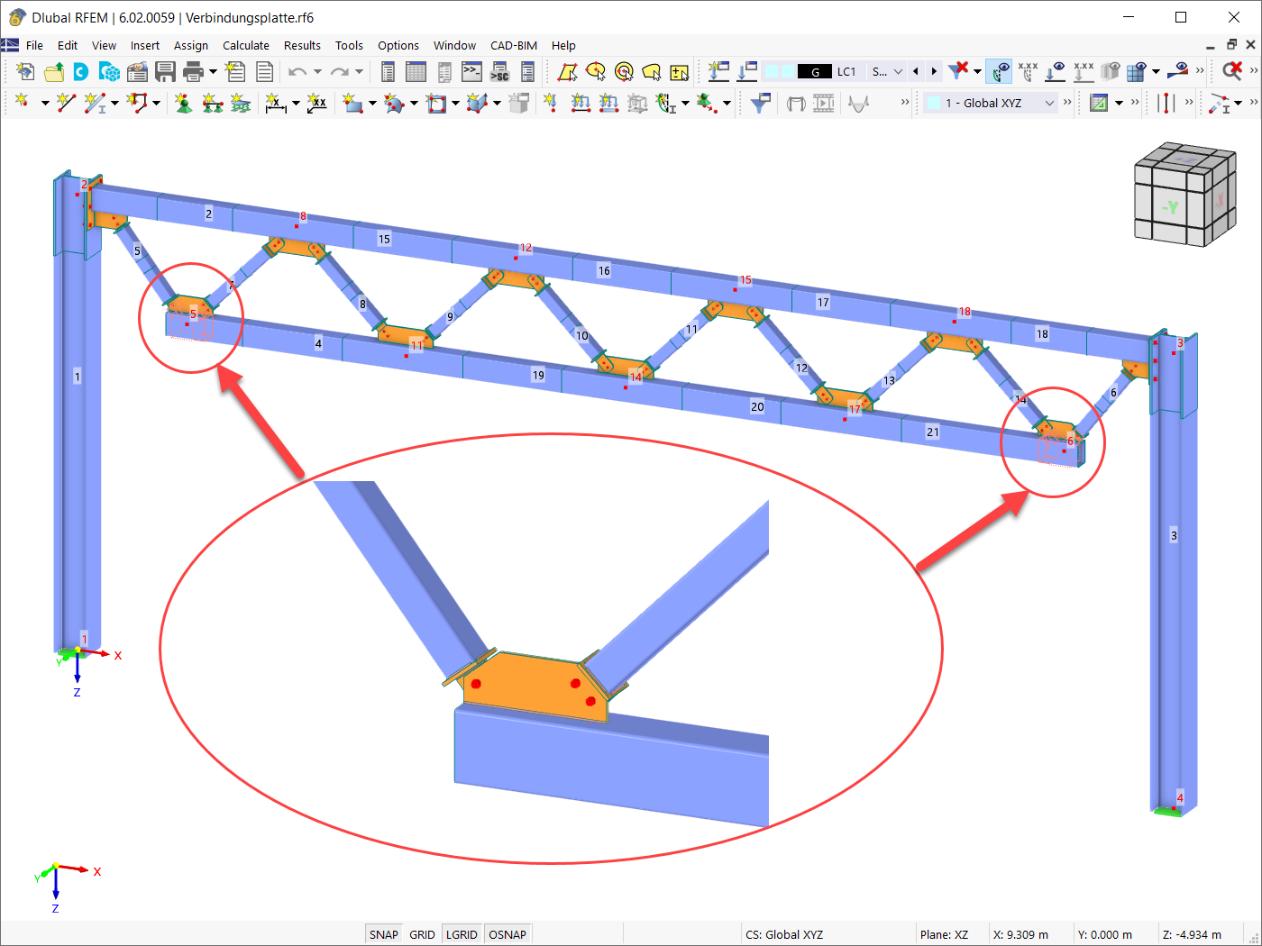 The Steel Connection in the RFEM 6 Working Window