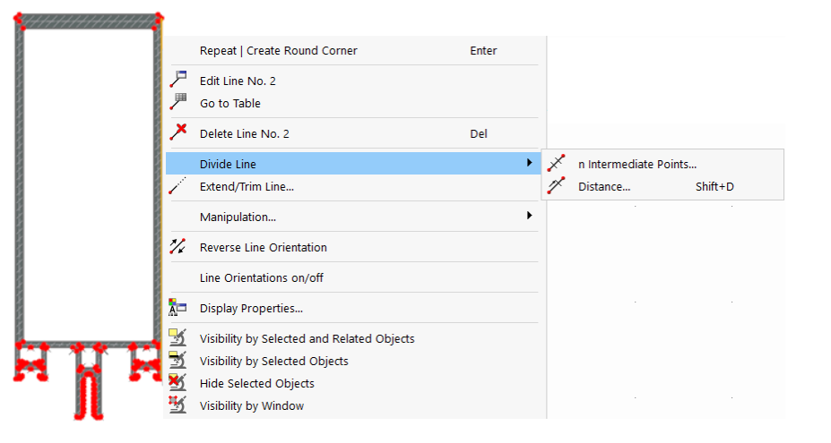 Dividing Line via Shortcut Menu