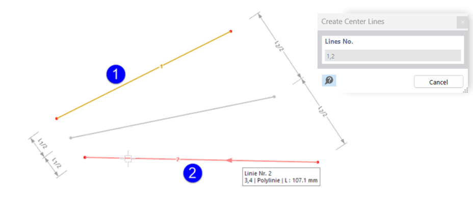 Creating Center Line Between Non-Parallel Lines