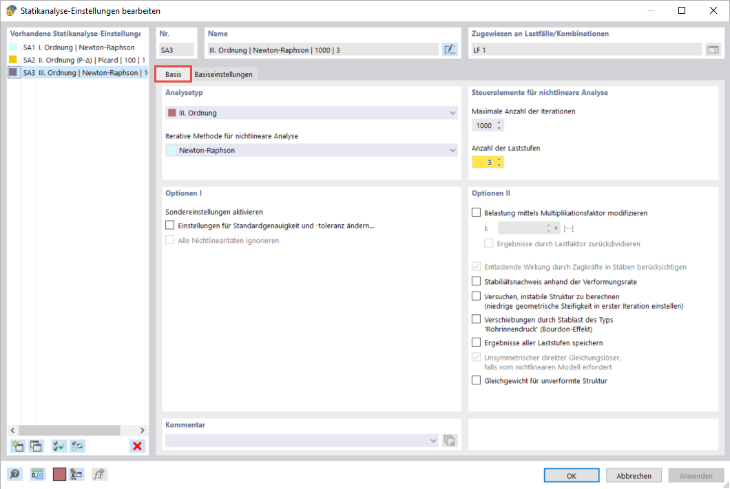 Editing Static Analysis Settings