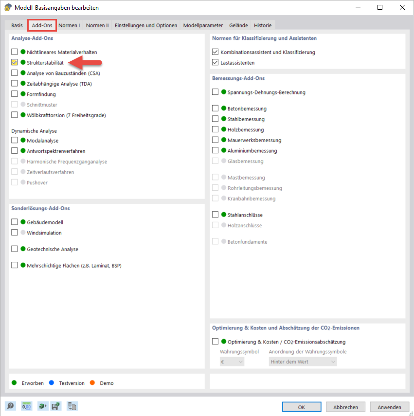 Activating Structure Stability Add-on