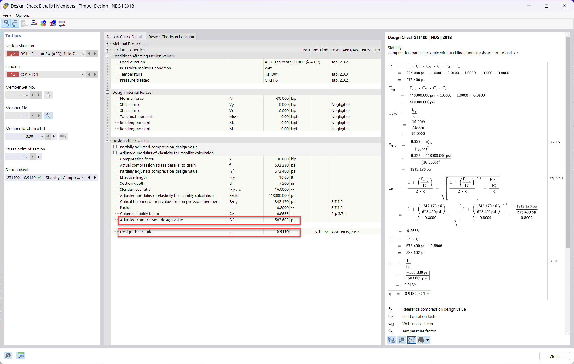 KB 001848 | 2018 NDS Timber Column Design in RFEM 6