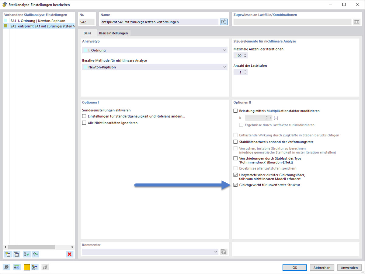 FAQ 005389 | How can I set the deformations from an LC/CO or a construction stage to 0?