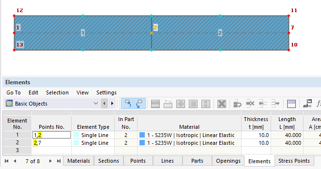 FAQ 005391 | When are elements mutually connected in RSECTION 1, and how can I connect them with each other?