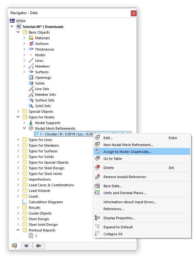 Assigning Type Graphically Using Navigator Shortcut Menu