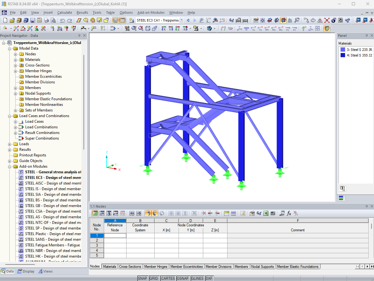 Stair Tower with Warping Torsion