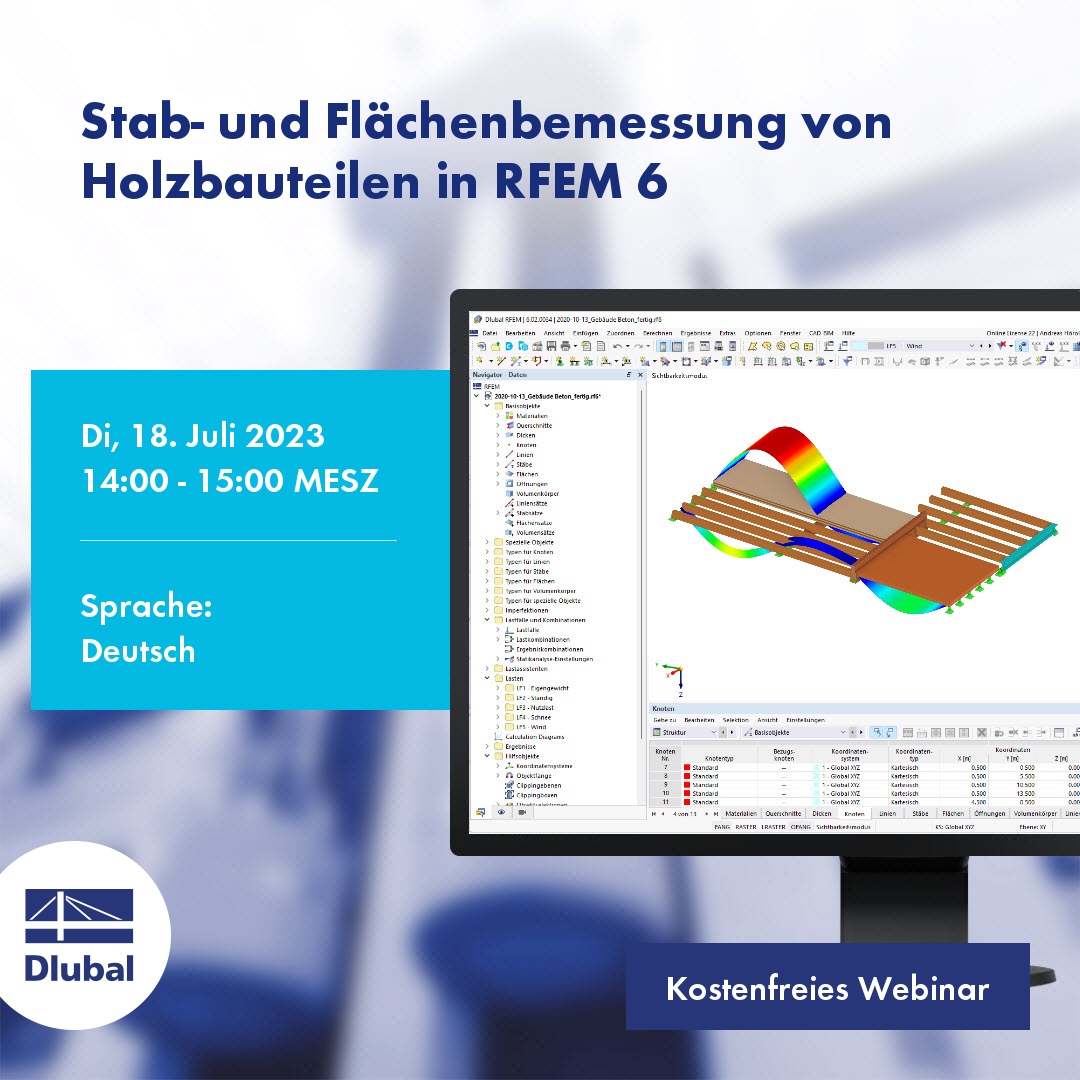 Member and Surface Design of Timber Components in RFEM 6