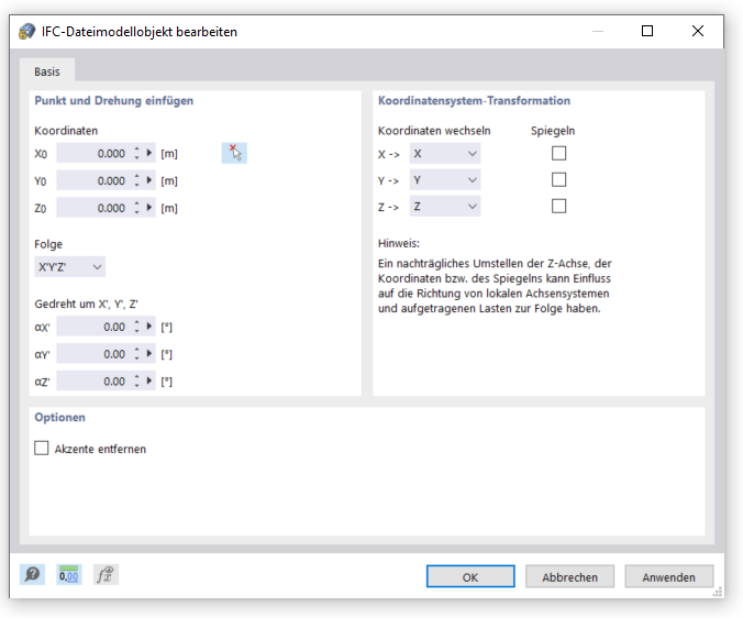 IFC Export Window